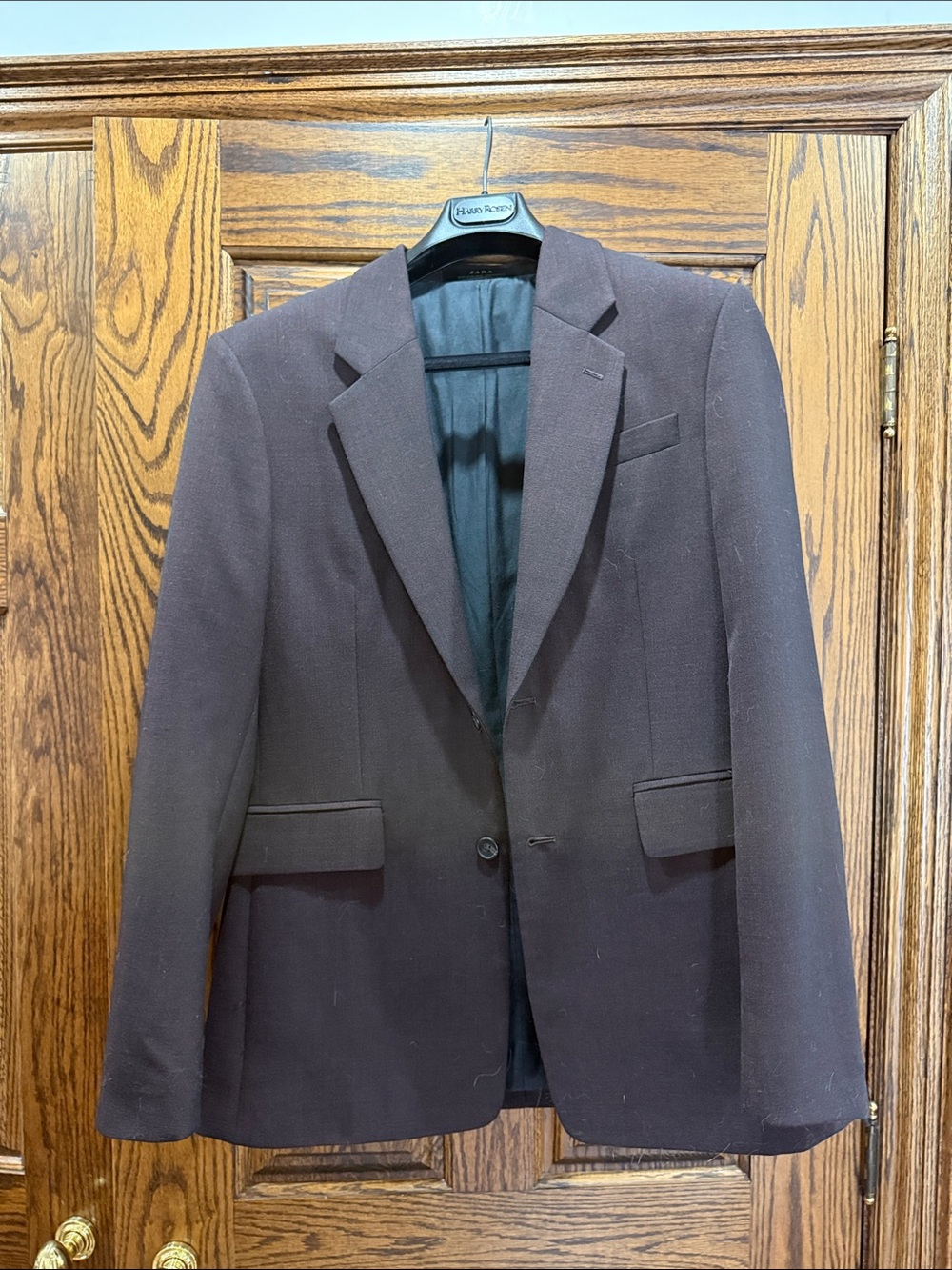 Zara Men’s burgundy Single-Breasted Blazer